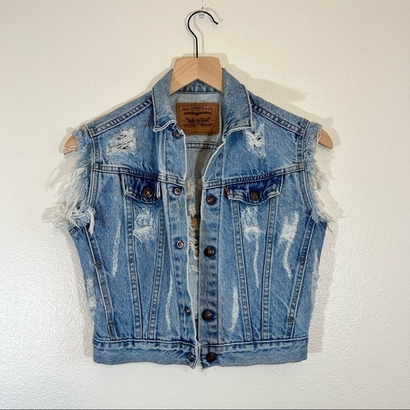 Vintage Levis Denim Jacket Orange Tab - Picture 1 of 8